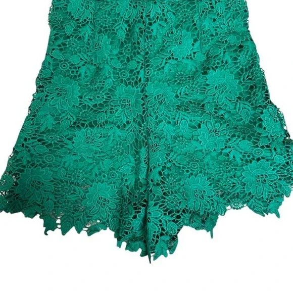 Jack by BB Dakota Anthropologie Lace Romper Sleeveless Green V-Neck Size 4 - Picture 9 of 15